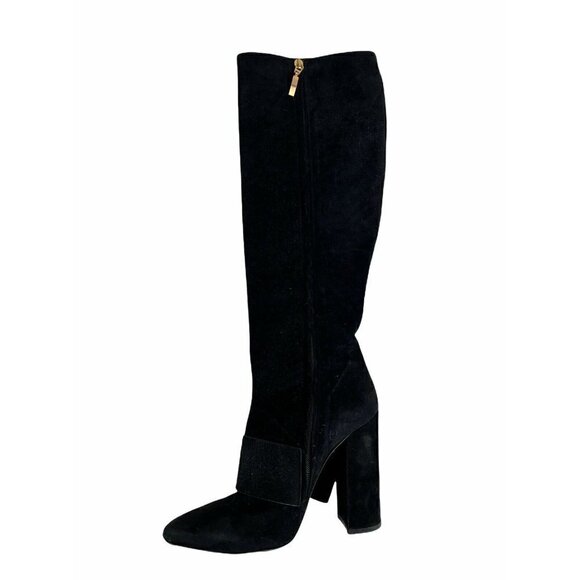 RICHARD BRAQO Woman's Black Suede Knee High Boots Size 39 US 8.5 Made in Italy - Picture 4 of 12